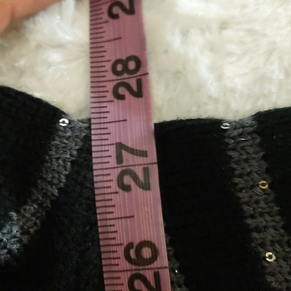 Joe Fresh| NWT Black Silver Striped Sweater With Sparkly Sequined Effect - Picture 8 of 16